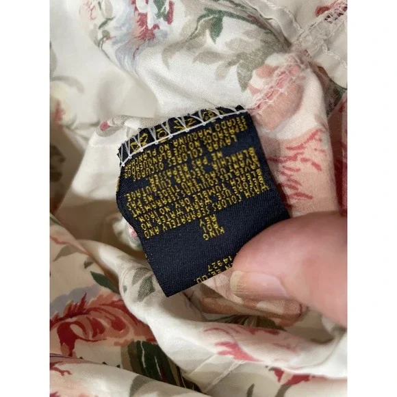 Vtg Pr Ralph Lauren Petticoat White Floral KING Pillowcases (2) - Picture 10 of 12